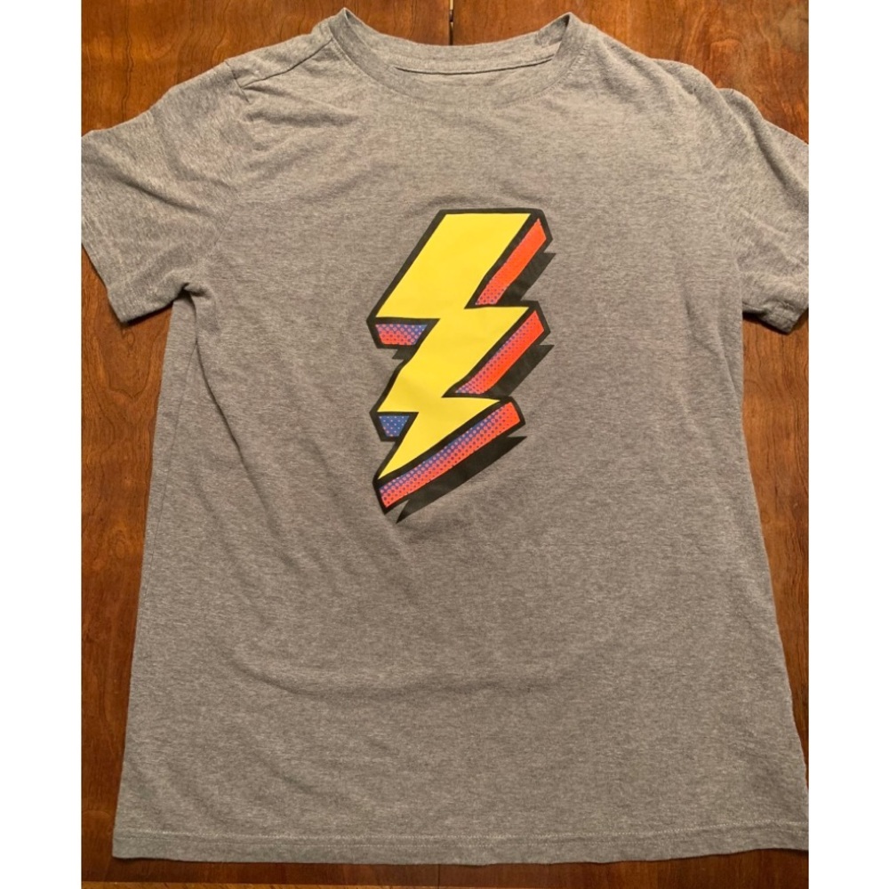 Cat & Jack Boys’ Flash Bolt Gray T-Shirt (Size: 16/XL)